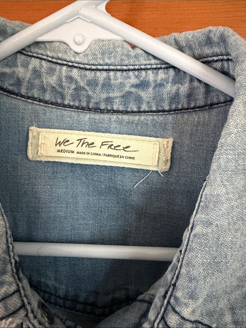 We The Free Free People With Love Light Blue Denim Western Chambray Button Down - Picture 3 of 4